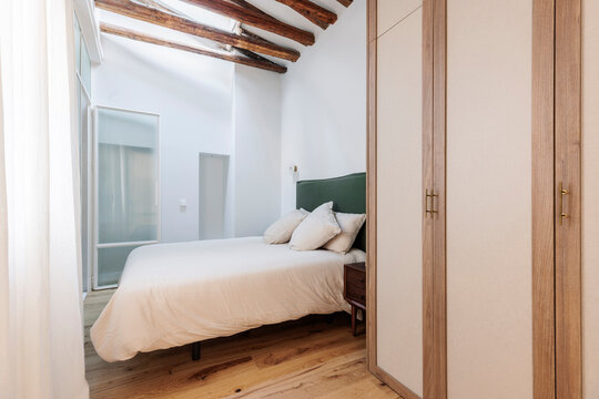 Bedroom perspective with sloped ceiling