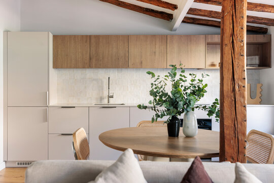 Modern kitchen with round table