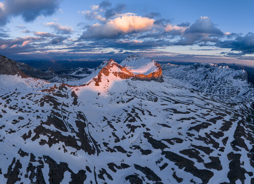 Red twine peaks of Sedlo pass in Durmitor at sunset