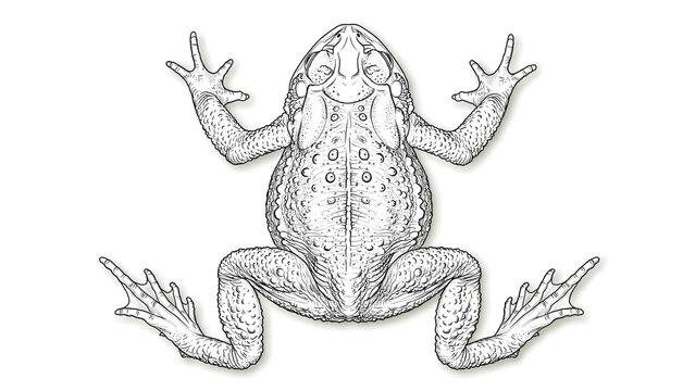 Hand Drawn Frog Illustration Isolated on White Background, Cute Wildlife Animal Sketch and Nature Art Design for Decorative and Creative Projects