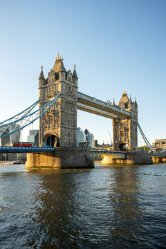 Tower Bridge Over River Thames During Golden Hour In London