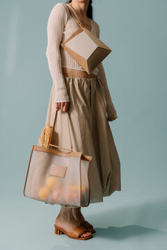 Neutral Beige Fashion Tote With Produce