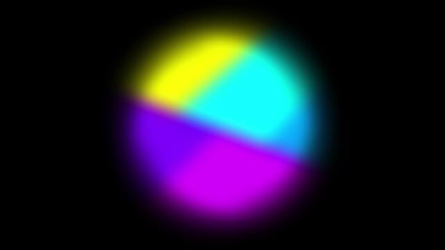 Abstract split color cyan yellow magenta glowing orb circle light background animation motion graphic loop background video 4k video.