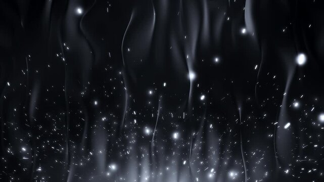 Luxury Black Looped Background With Silver Bokeh Lights and Fluid Waves