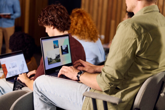 Students Working on Laptops During a Class Session