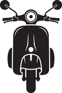retro scooter front view silhouette icon vector illustration