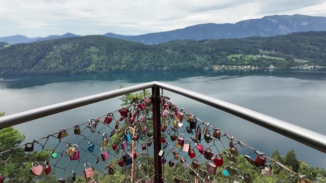 High-altitude view from above looking down at Lake Millstatt in Austria