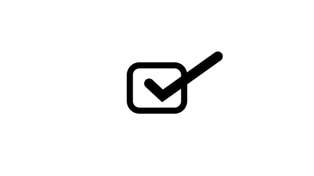black check mark animation in check box on white background check mark animation.