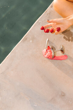 Spilled Raspberry Sorbet On Poolside Concrete