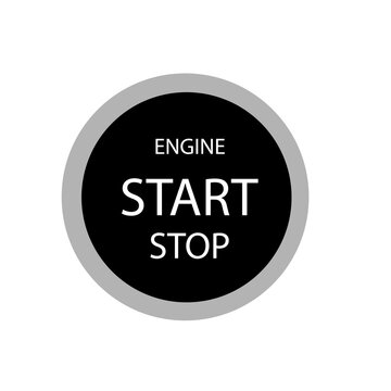 Car Engine Start Stop Push Button Vector Icon Circle Dashboard Ignition Switch for Automotive Vehicle