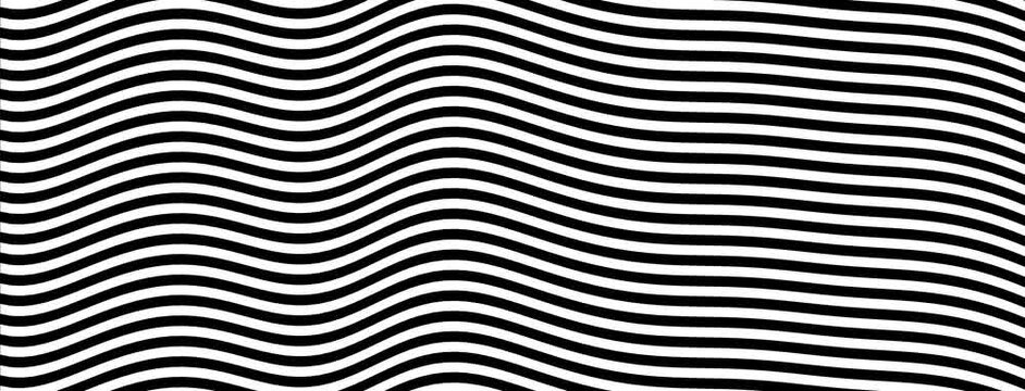 Abstract background featuring repeating black and white horizontal wavy lines