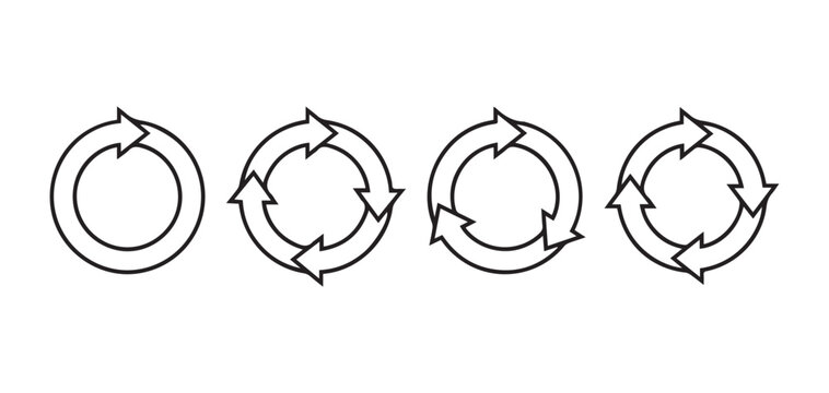 Circular arrow loop reload refresh vector icon set collection