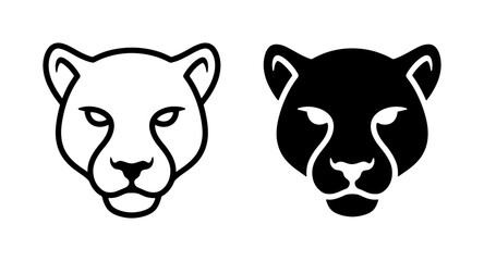 Obraz premium Cheetah Head Icons, Wild Animal Vector Graphics, Black and White Big Cat Logos