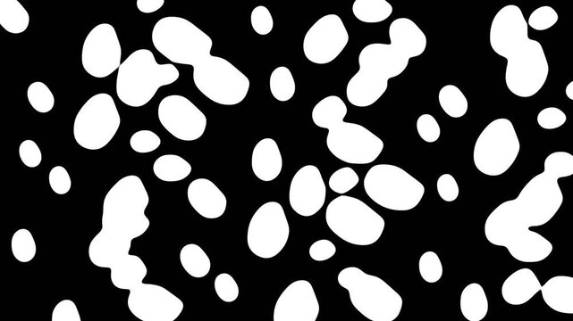 Abstract composition of white organic shapes scattered on a black background