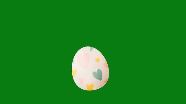 Easter egg hatching animation with cracked shell on green screen