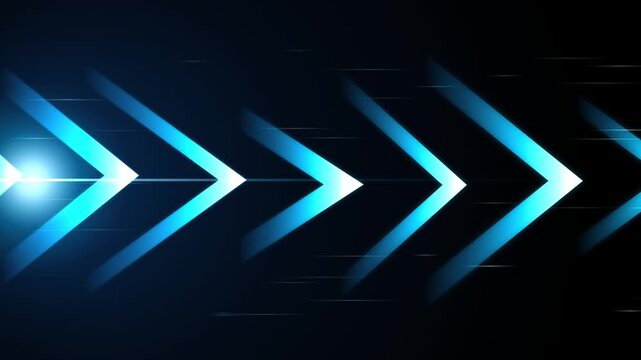 Modern directional arrows graphic with glowing blue light effect design