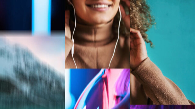 Spinning Triple Split Media Shuffle Transition