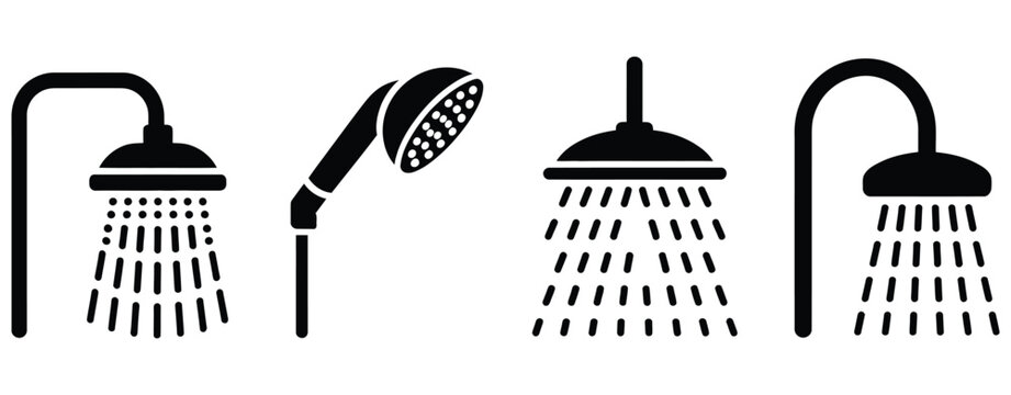 Bathroom Facility Icon Set, toilet shower restroom hygiene sanitary amenities symbols for washroom cleaning and personal care vector, design
