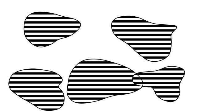 Abstract illustration of scattered organic shapes with horizontal lines