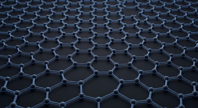 Graphene molecular structure background, hexagonal carbon lattice nanotechnology pattern.