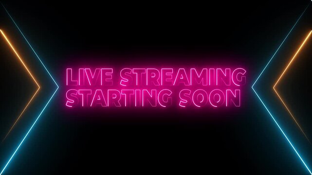 Starting soon stream overlay with glitch effect for twitch youtube and facebook live video background