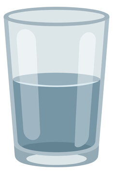 A clear glass filled halfway with fresh drinking water
