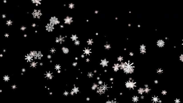 Beautiful winter snowflakes falling down gently against a dark
