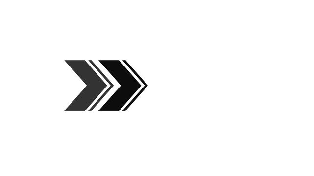 Glowing direction arrow animation on black background with 4 gradient color.4k animation