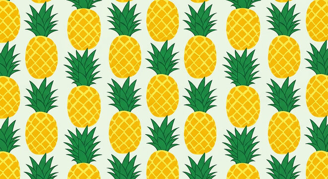 Bright yellow pineapples arranged in repeating pattern design illustration