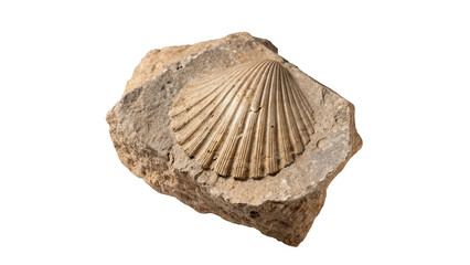Prehistoric shell fossil imprint in detailed natural limestone rock ancient marine specimen © Mia