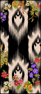 Digital Textile kurtis Design Border and Motif. kurts and Dupatta womandress