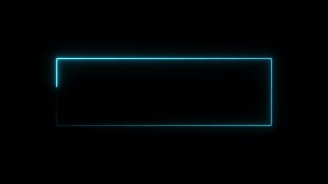 Neon blue glowing rectangular frame border animation with smooth light motion rectangle