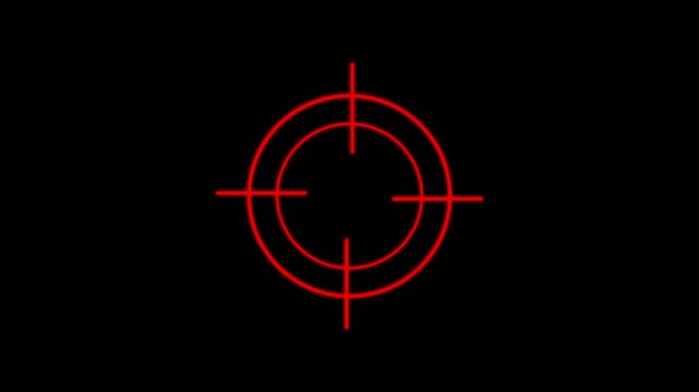 Red target reticle overlay on black background, for gaming and, ui crosshair scope