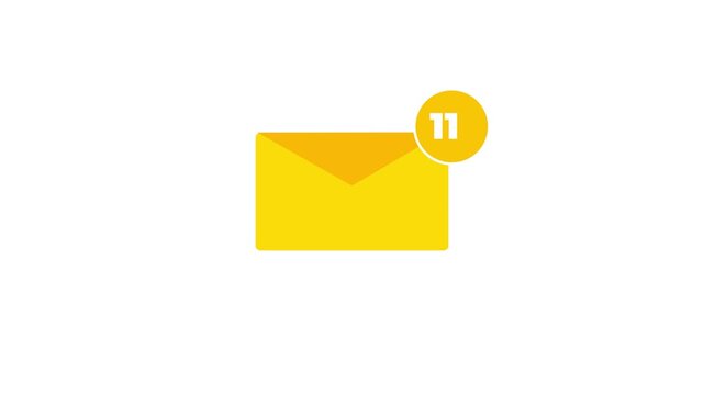 New email notification alert concept. A person receiving new message notification on their smartphone. digital envelope icon with a red alert symbol represents incoming email 4k