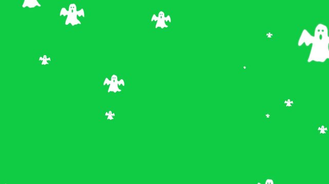 halloween ghosts flying isolated green screen animation,chroma key white ghost scary party celebration social media motion design element