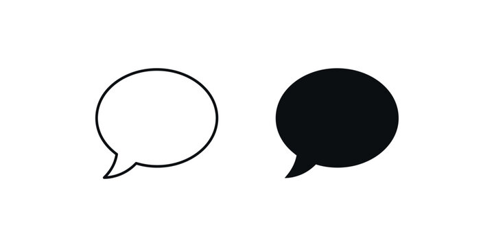 chat speech bubble outline and solid glyph icon for communication and messaging apps.