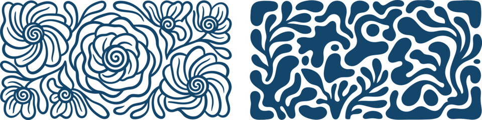 Fototapeta premium Intricate swirling patterns in white and blue create abstract organic textures