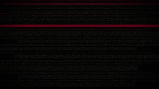 Digital glitch distortion effects create dark red horizontal motion lines across this abstract video animation