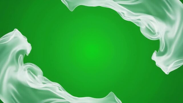 Translucent White Fabric Flowing Around Outer Frame on Green Screen