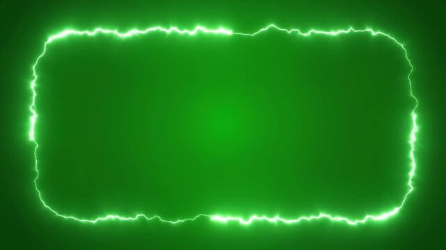 White Glowing Energy Arcs Circulating Around Outer Frame on Green Screen