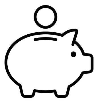Piggy bank icon with a coin being inserted