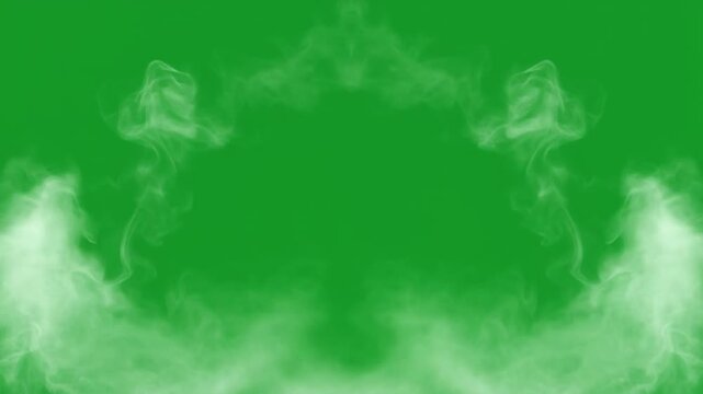 Translucent White Vapor Rising from Lower Corners into Arch on Green Screen