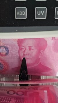 Money counting and checking process in busy bank setting in China