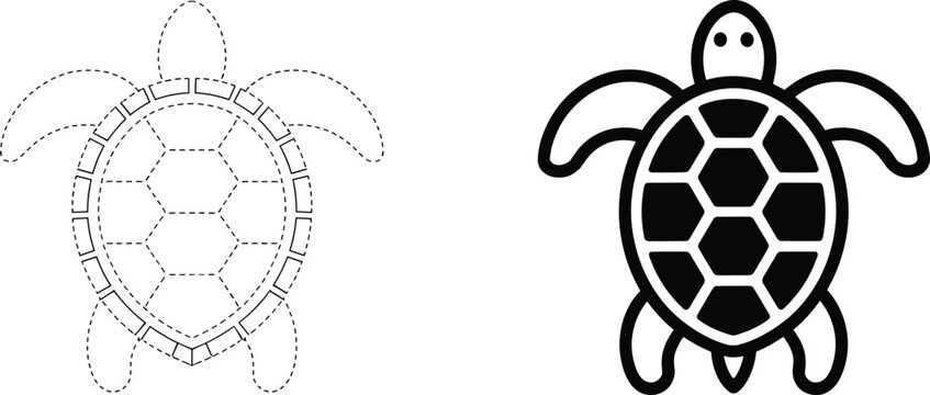 Set of turtle, sea animal, wildlife, and nature icons vector illustration