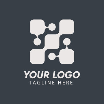 Modern Abstract Geometric Network Circuit Pattern Logo Vector Design for Tech, AI, and Software Corporate Branding