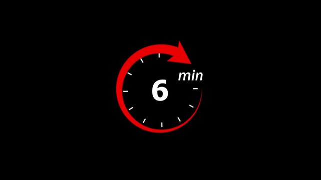 6 minute timer countdown clock with red circular progress indicator for presentations and productivity
