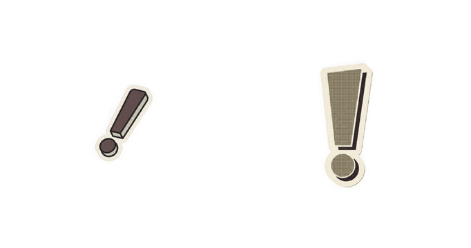 Retro comic exclamation mark sticker pack isolated on alpha background.