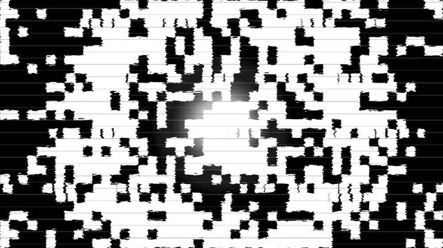 Abstract digital noise pattern featuring high contrast black and white pixels