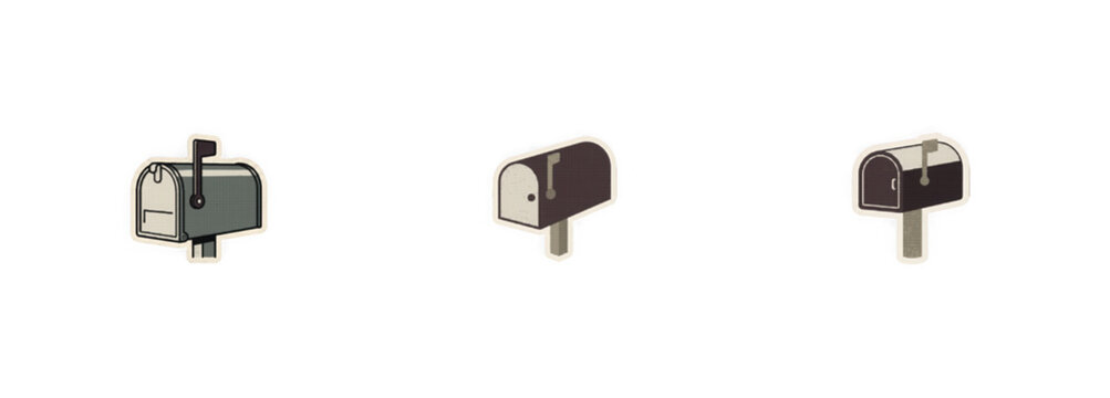 Classic metal mailbox stickers in retro colors for shipping designs.
