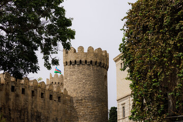 Obraz premium Historic Baku Fortress stands majestically during the Formula 1 Grand Prix excitement